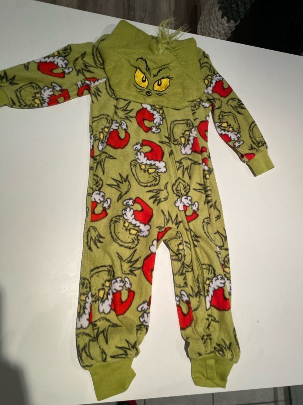 4/$10 - Kids Green Grinch Holiday One-Piece Pajama Footie Sleeper 6-12M